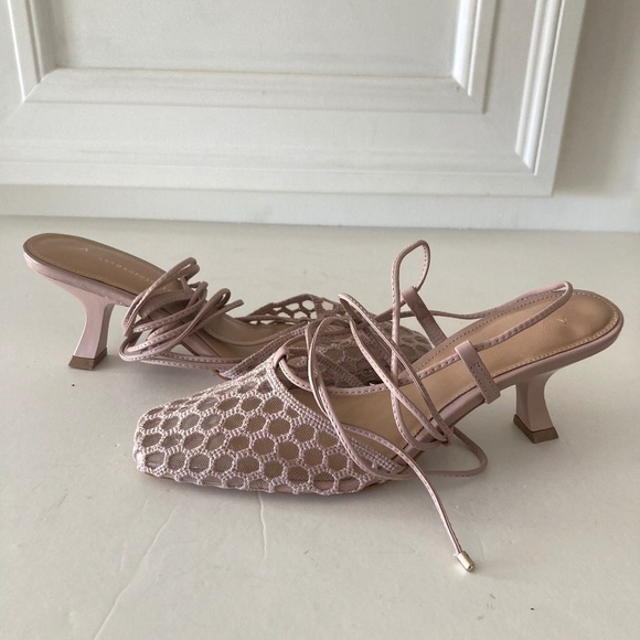 NWOT Anthropologie Caged Strappy Pink/Rose Heel Sandals - Picture 1 of 8